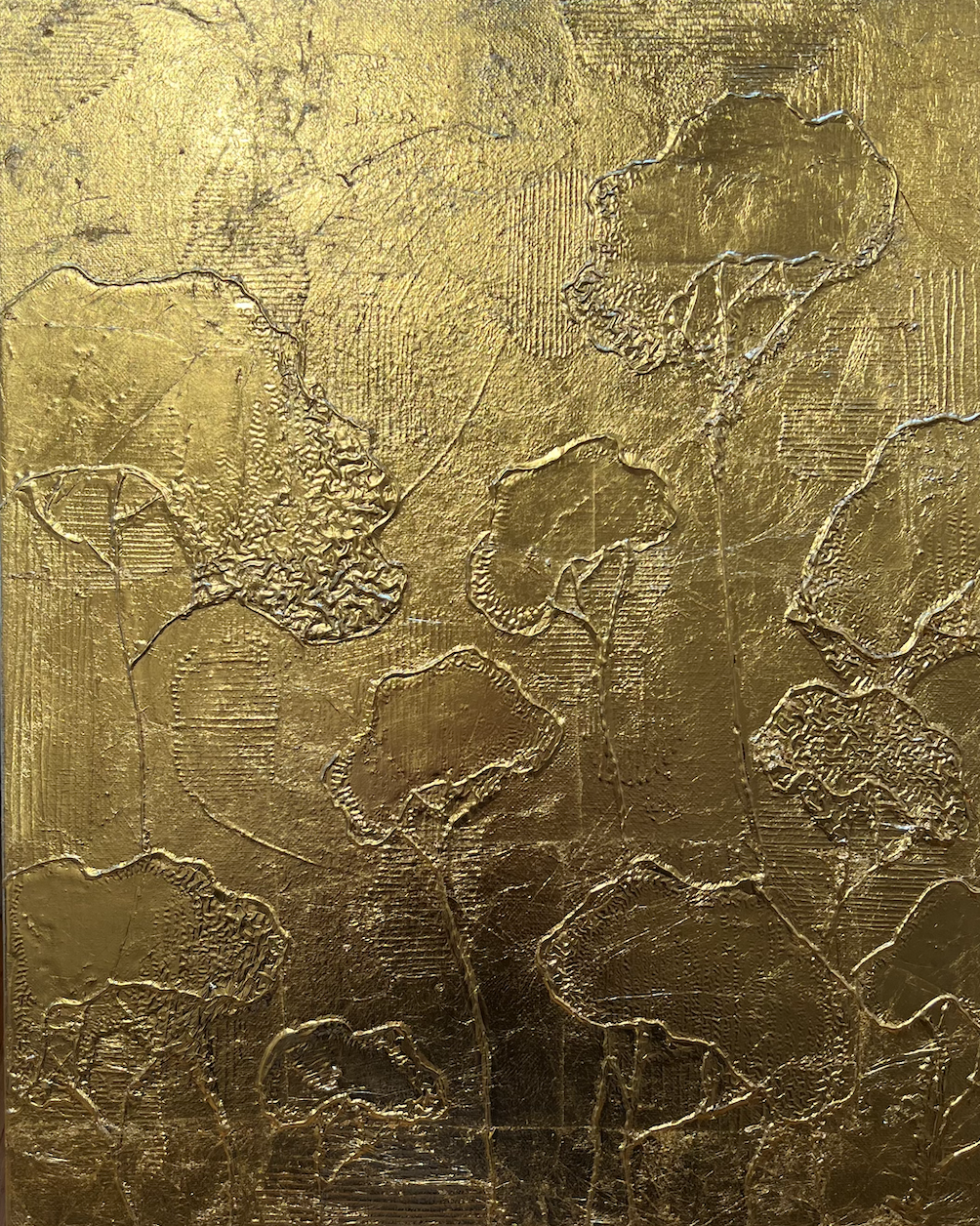 Immortelles- Etude texture III / Mixed Media with 24 karat gold leaf portrait art by Ramona RUSSU.